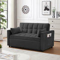 Canapé convertible noir en velours 55.2 avec coussins décoratifs et poches