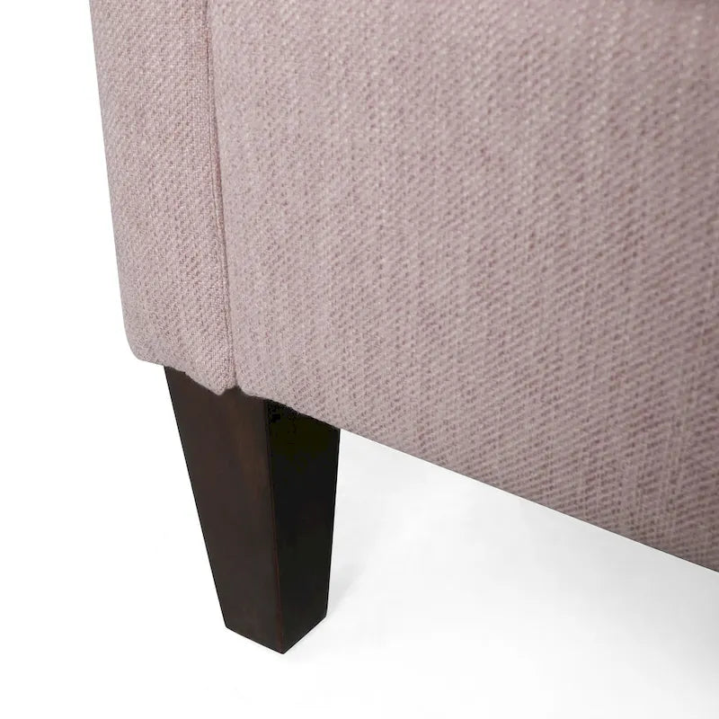 Canapé 3 places moderne rose clair de 76,5 po avec pieds en bouleau et assise moelleuse