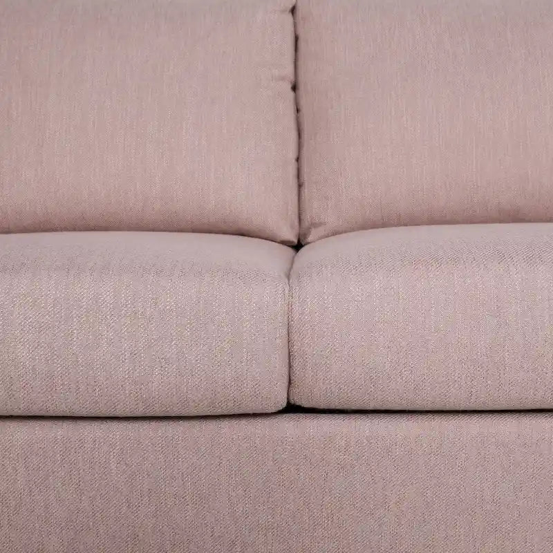 Canapé 3 places moderne rose clair de 76,5 po avec pieds en bouleau et assise moelleuse