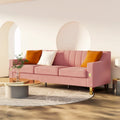 Canapé de luxe en velours rose avec accents dorés - Canapé moderne 3 places avec coussins moelleux
