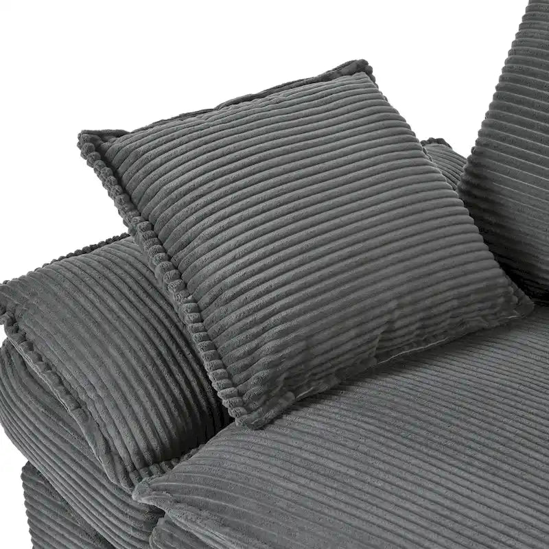 Canapé incurvé moderne de 85,4", dossier rembourré avec 2 oreillers décoratifs, canapé en tissu velours côtelé