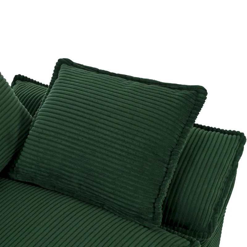 Canapé incurvé moderne de 85,4", dossier rembourré avec 2 oreillers décoratifs, canapé en tissu velours côtelé