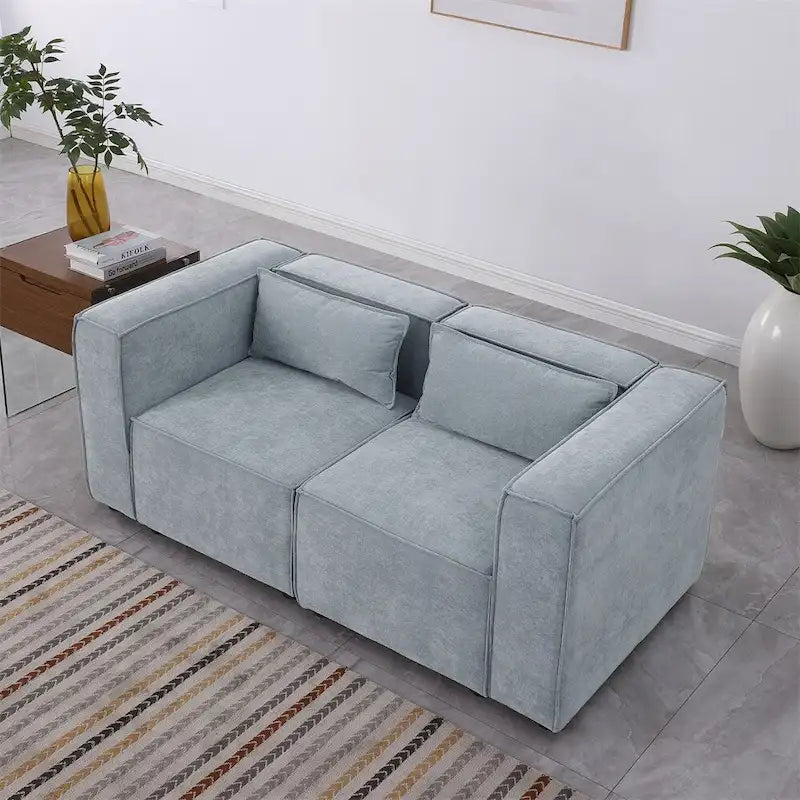 Canapé en tissu chenille avec pieds
