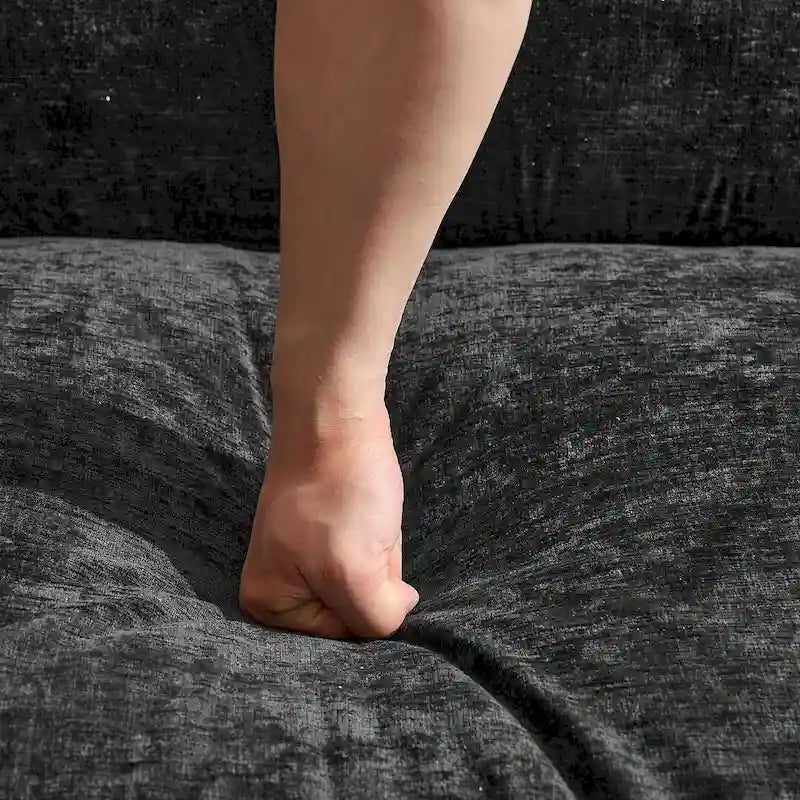 Canapé d'angle moderne en chenille de 284 cm avec 5 oreillers