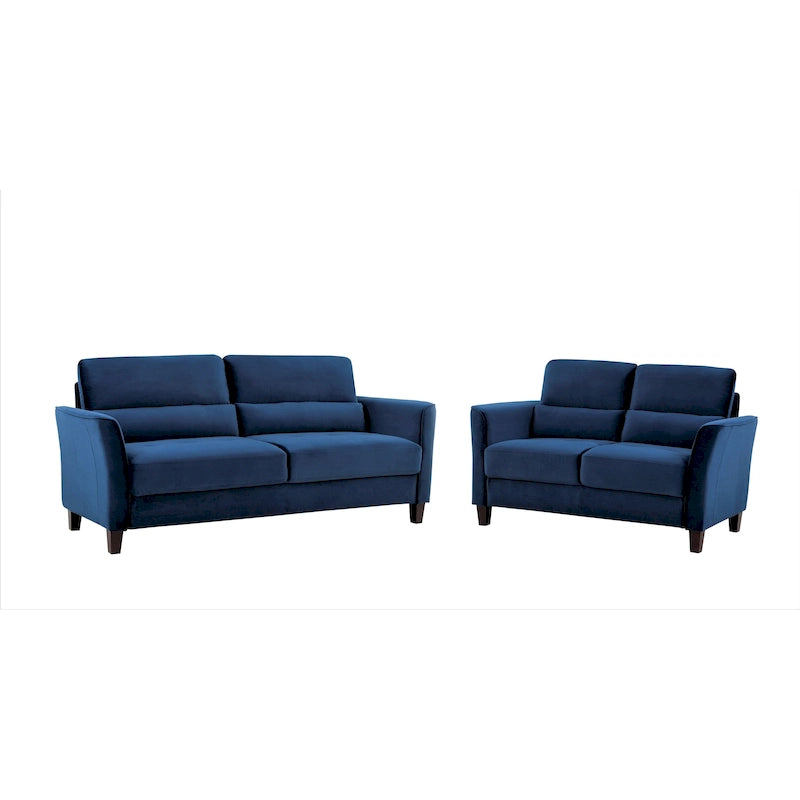 Ensemble de 2 pièces de salon moderne du milieu du siècle avec accoudoirs inclinés rembourrés, causeuse et canapé