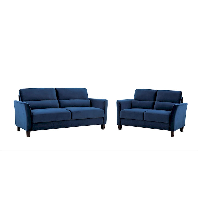 Ensemble de 2 pièces de salon moderne du milieu du siècle avec accoudoirs inclinés rembourrés, causeuse et canapé