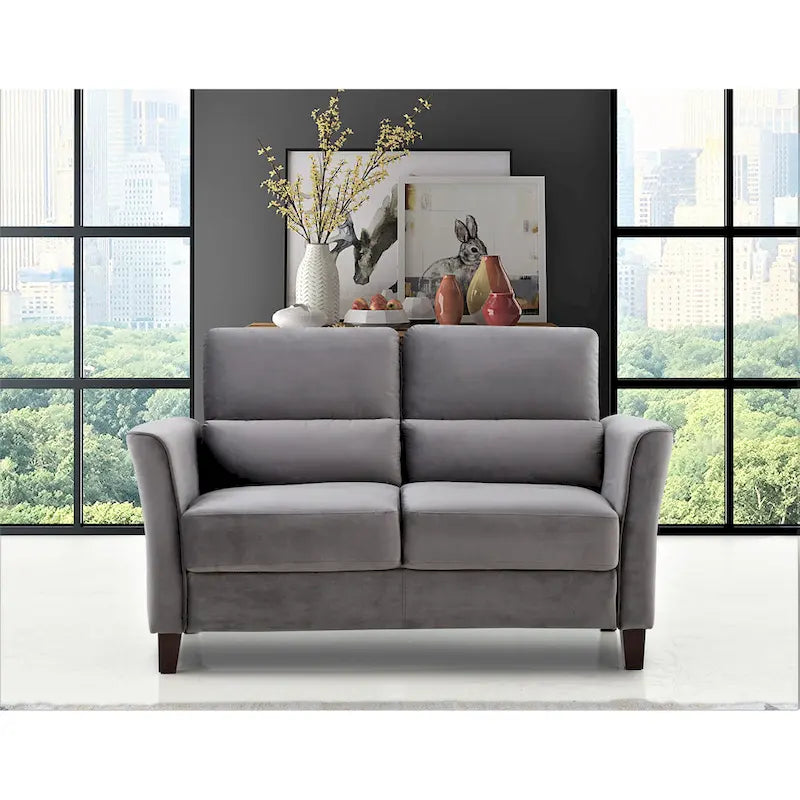Ensemble de 2 pièces de salon moderne du milieu du siècle avec accoudoirs inclinés rembourrés, causeuse et canapé