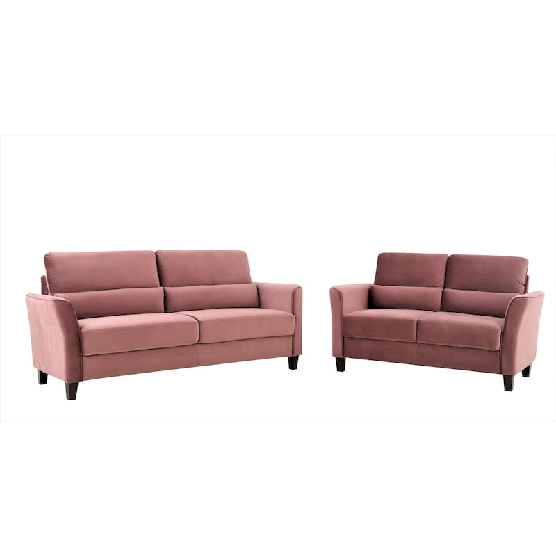 Ensemble de 2 pièces de salon moderne du milieu du siècle avec accoudoirs inclinés rembourrés, causeuse et canapé