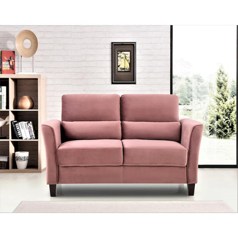Ensemble de 2 pièces de salon moderne du milieu du siècle avec accoudoirs inclinés rembourrés, causeuse et canapé