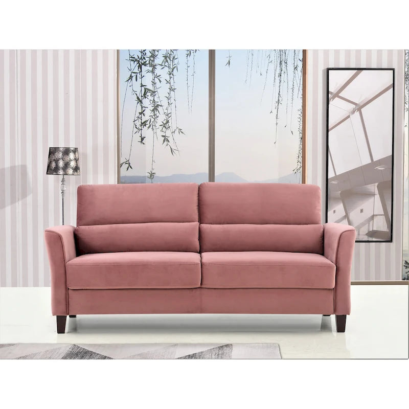 Ensemble de 2 pièces de salon moderne du milieu du siècle avec accoudoirs inclinés rembourrés, causeuse et canapé
