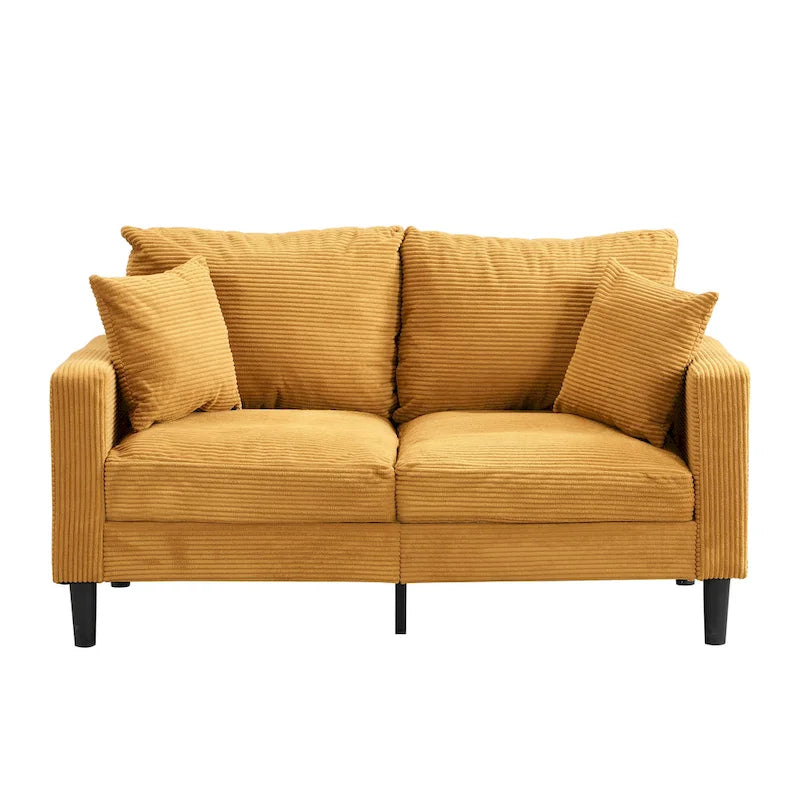 Canapé moderne rembourré avec 2 oreillers et coussin en mousse haute densité, cadre en bois pour salon et bureau