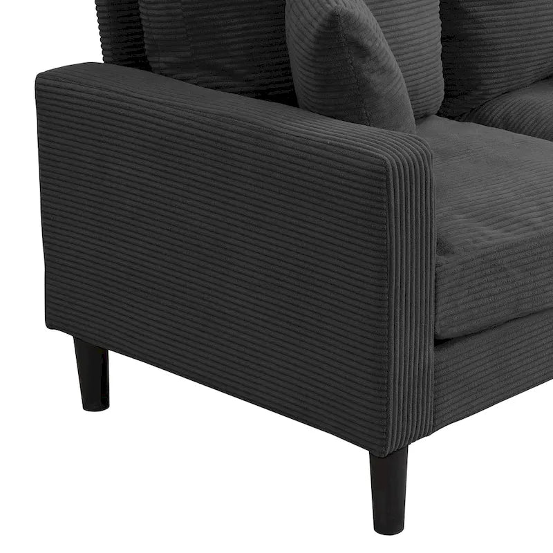 Canapé moderne rembourré avec 2 oreillers et coussin en mousse haute densité, cadre en bois pour salon et bureau