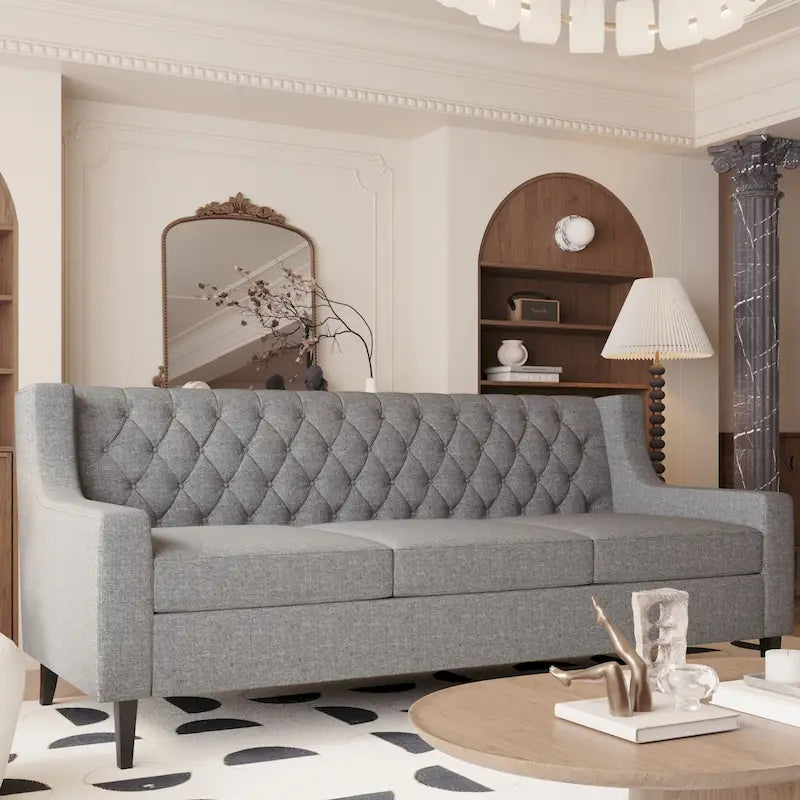 Canapé 3 places en tissu Naro Mid-Century Modern avec dossier capitonné de Christopher Knight Home