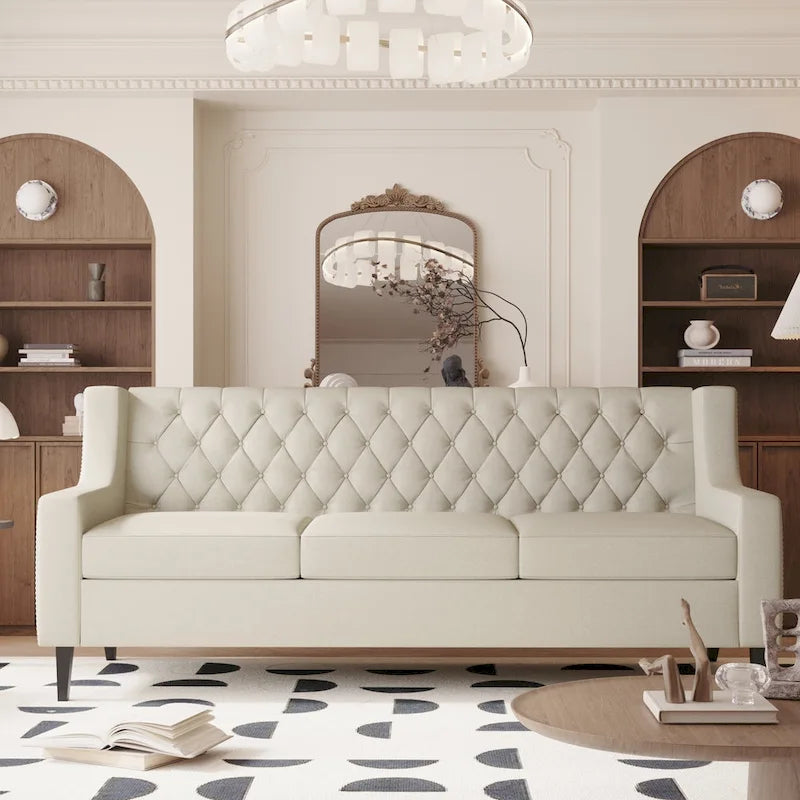 Canapé 3 places en tissu Naro Mid-Century Modern avec dossier capitonné de Christopher Knight Home