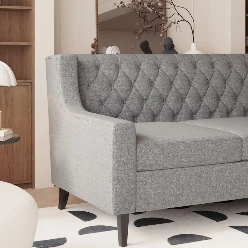 Canapé 3 places en tissu Naro Mid-Century Modern avec dossier capitonné de Christopher Knight Home