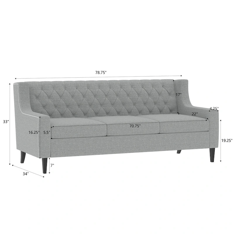 Canapé 3 places en tissu Naro Mid-Century Modern avec dossier capitonné de Christopher Knight Home