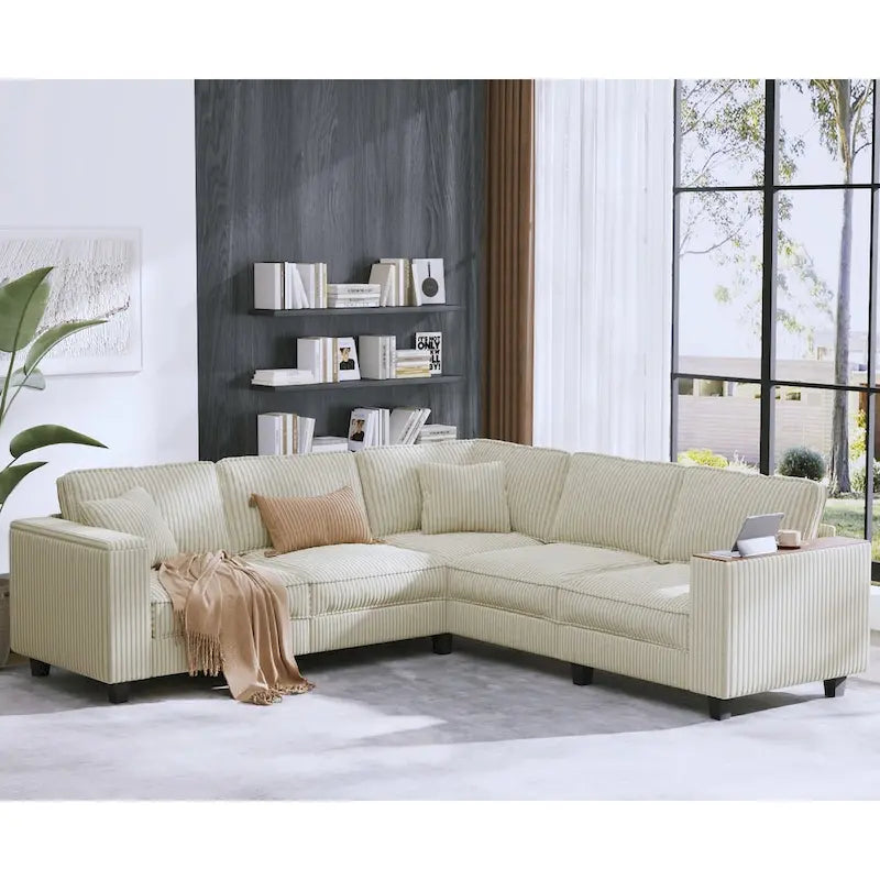 Christopher Knight Home - Jackson Oversized L-Shaped Corduroy Corner Couch with Armrest Storage