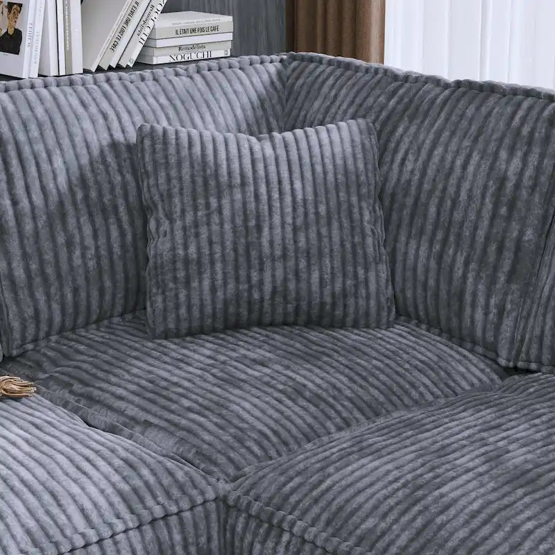 Christopher Knight Home - Canapé d'angle en velours côtelé surdimensionné Jackson avec rangement dans l'accoudoir