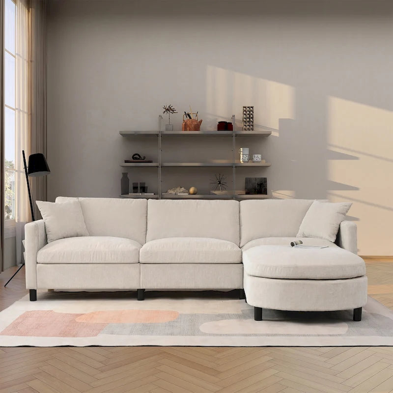 Canapé d'angle Tala avec ottoman et coussins amovibles de GDFStudio