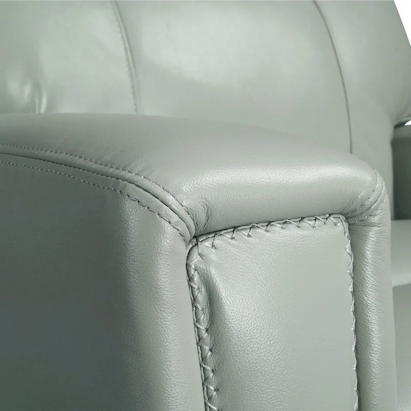 Canapé inclinable électrique zéro gravité en cuir véritable de 81,5 po avec appui-tête électrique, ports USB et USB-C