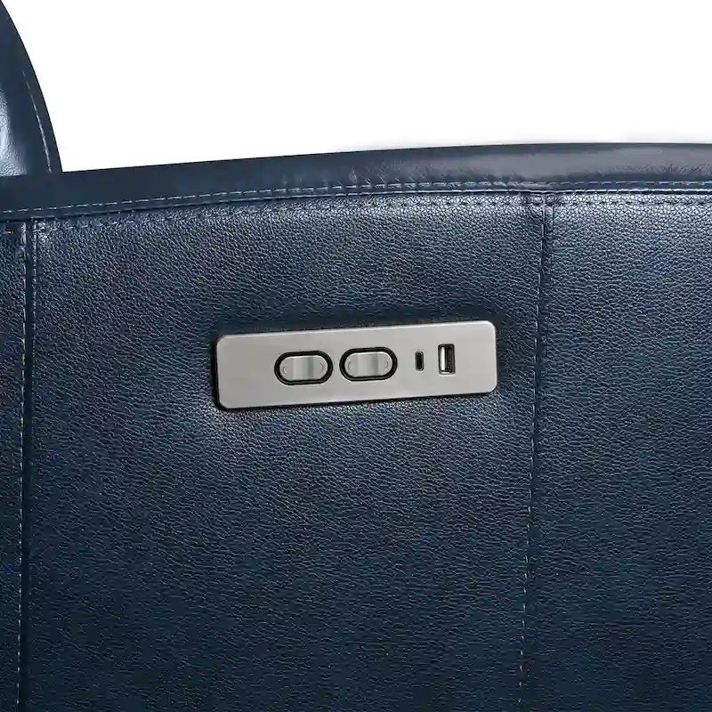 Canapé inclinable électrique zéro gravité en cuir véritable de 81,5 po avec appui-tête électrique, ports USB et USB-C