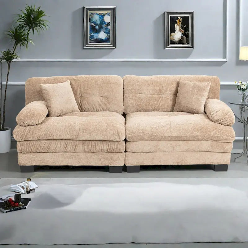 Canapé 3 places rembourré 84 pouces avec coussin en mousse à mémoire de forme double couche et coussins de confort offerts
