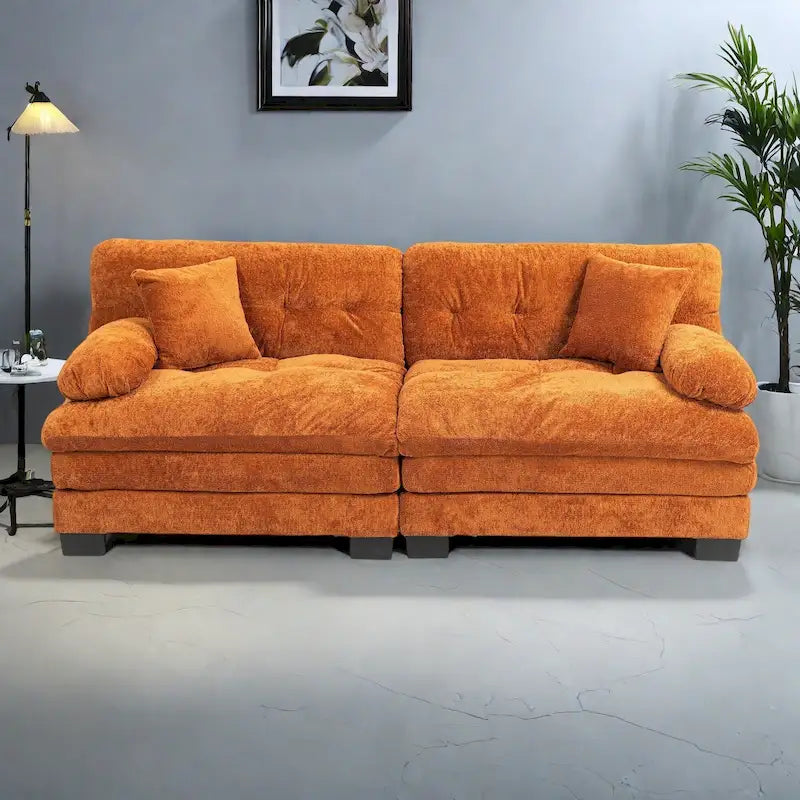 Canapé 3 places rembourré 84 pouces avec coussin en mousse à mémoire de forme double couche et coussins de confort offerts