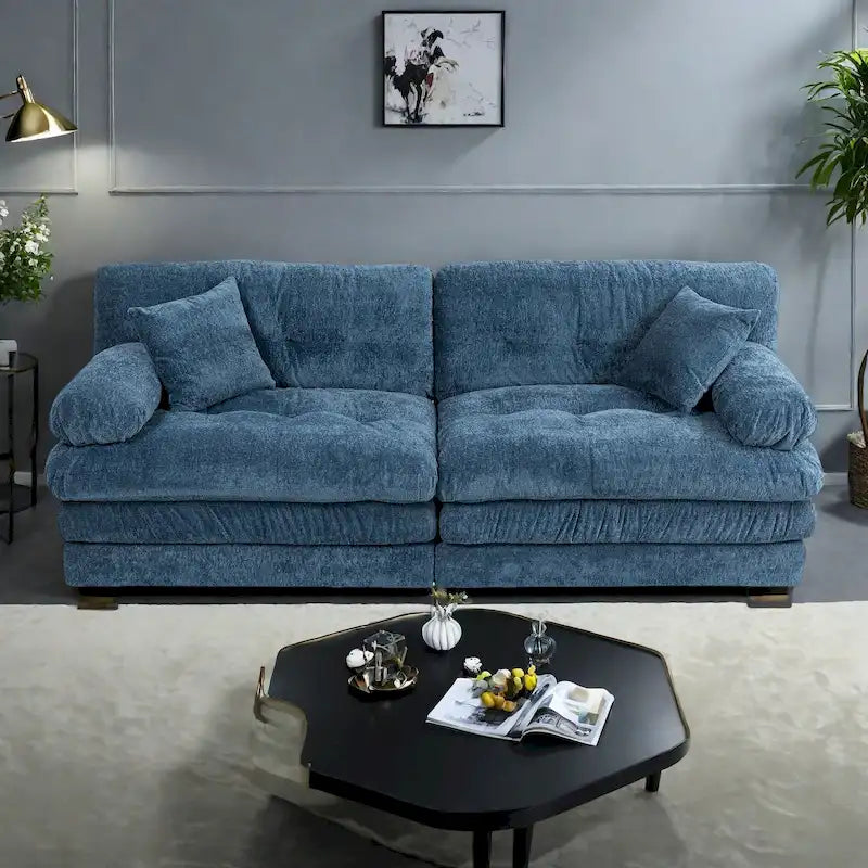 Canapé 3 places rembourré 84 pouces avec coussin en mousse à mémoire de forme double couche et coussins de confort offerts