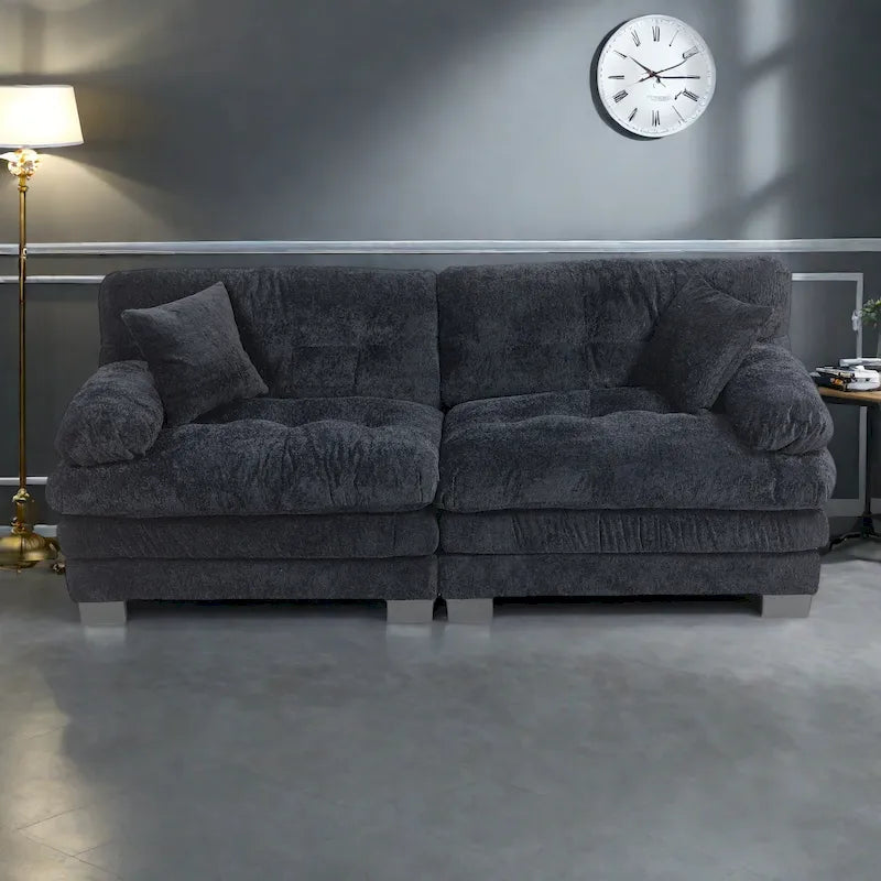 Canapé 3 places rembourré 84 pouces avec coussin en mousse à mémoire de forme double couche et coussins de confort offerts