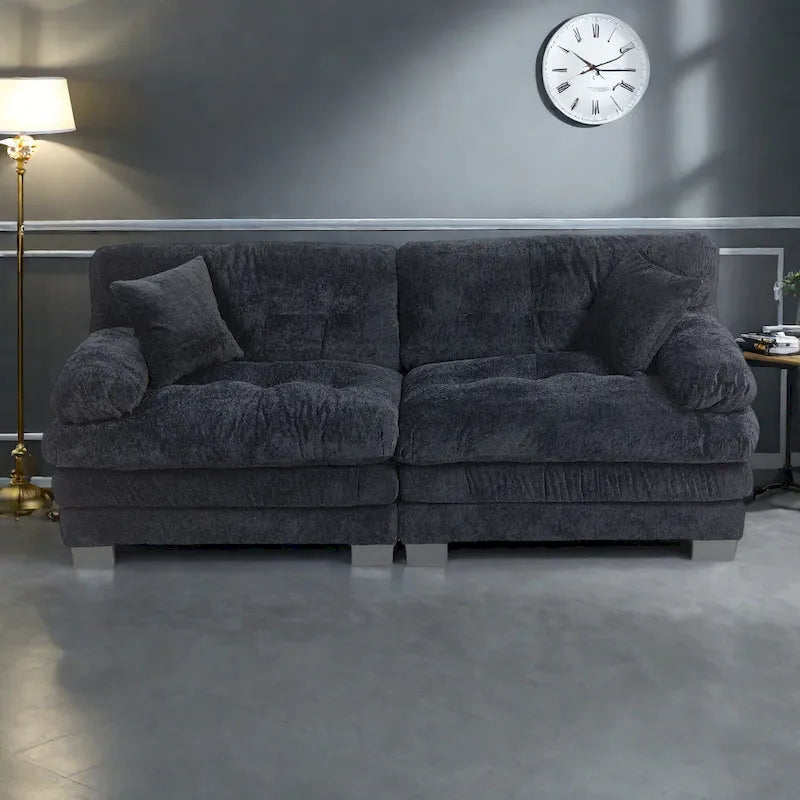 Canapé 3 places rembourré 84 pouces avec coussin en mousse à mémoire de forme double couche et coussins de confort offerts