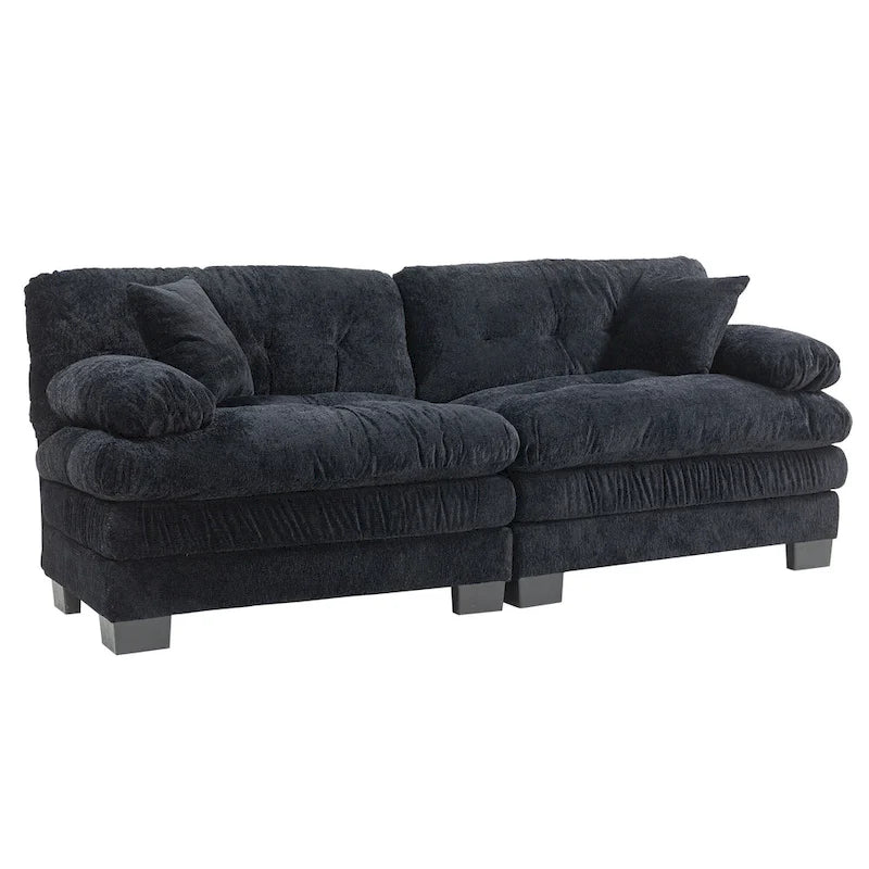 Canapé 3 places rembourré 84 pouces avec coussin en mousse à mémoire de forme double couche et coussins de confort offerts