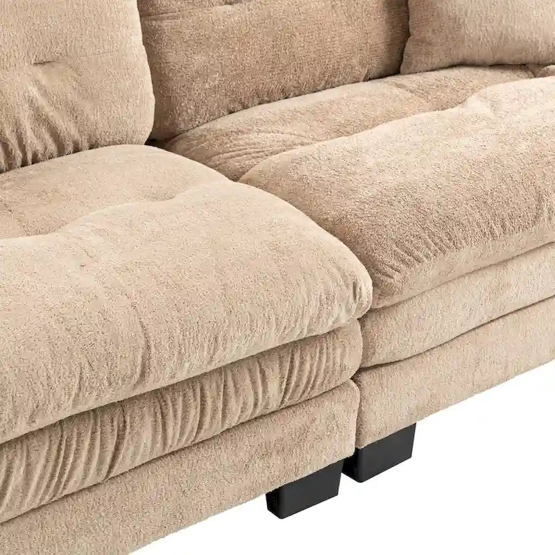 Canapé 3 places rembourré 84 pouces avec coussin en mousse à mémoire de forme double couche et coussins de confort offerts