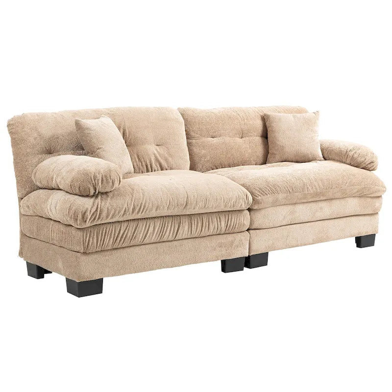 Canapé 3 places rembourré 84 pouces avec coussin en mousse à mémoire de forme double couche et coussins de confort offerts