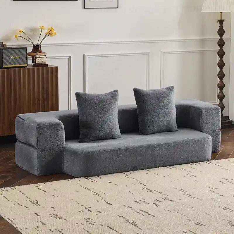 Canapé transformable polyvalent avec poufs-ottomans pour petits espaces