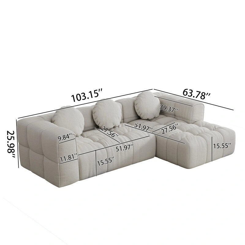 Canapé modulable en L 103, combinaison libre (orientable à gauche et à droite)