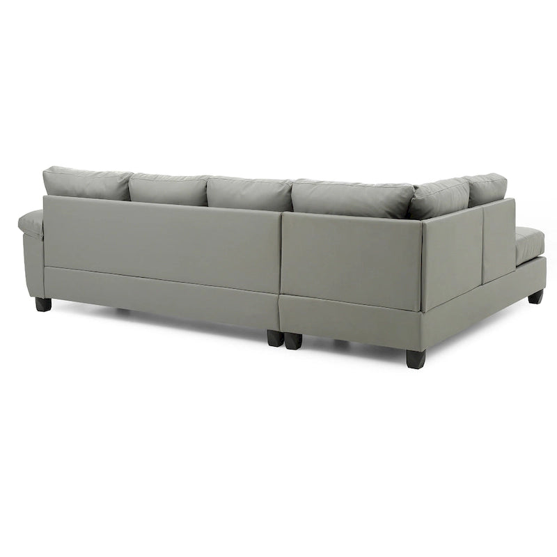 Canapé d'angle en simili cuir capitonné réversible en forme de L - 111 - Gris