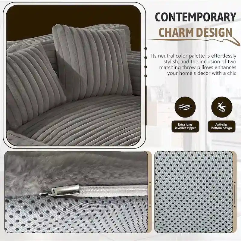 WOWMAX 60 Pouf/chaise longue, Canapé-lit/chaise longue surdimensionné en peluche douce avec 2 coussins de canapé