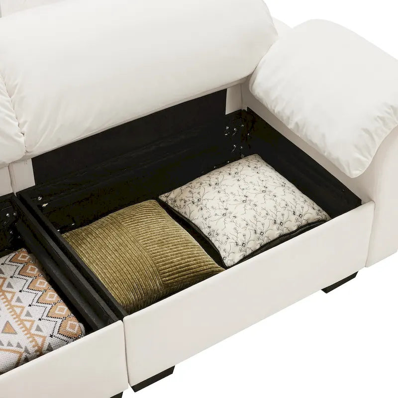 Canapé 4 places en velours 119 avec rangement - Design flexible et confort luxueux