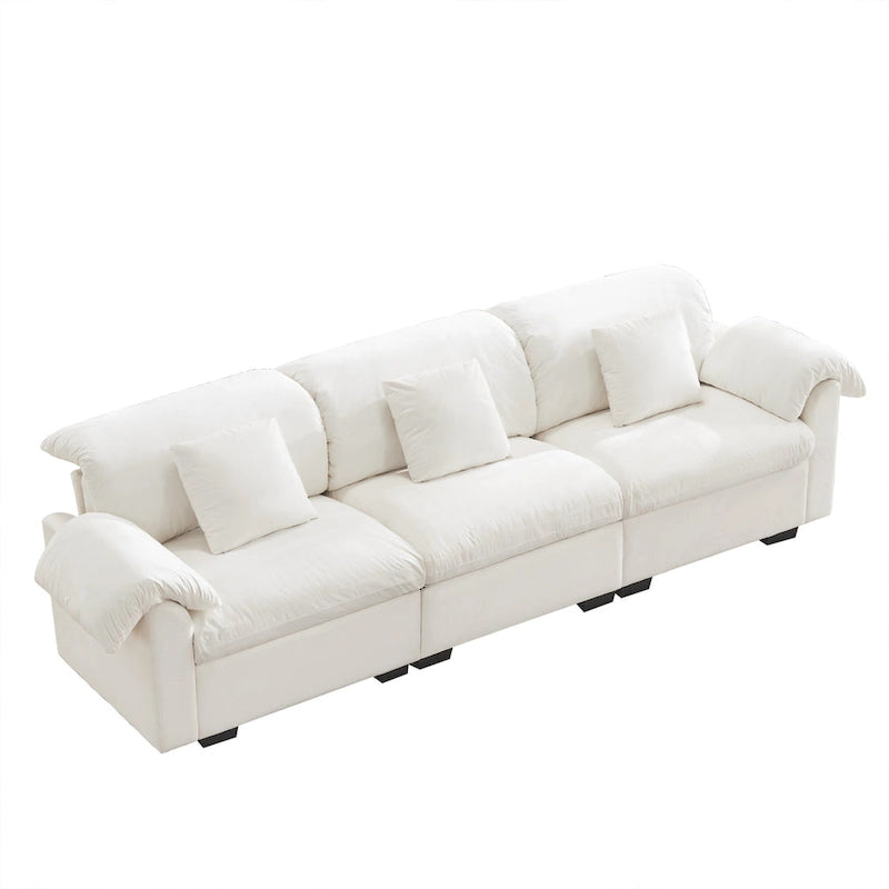 Canapé 4 places en velours 119 avec rangement - Design flexible et confort luxueux