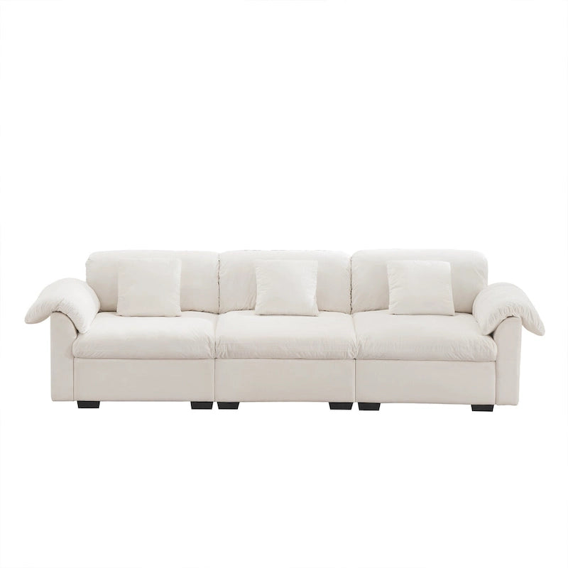 Canapé 4 places en velours 119 avec rangement - Design flexible et confort luxueux
