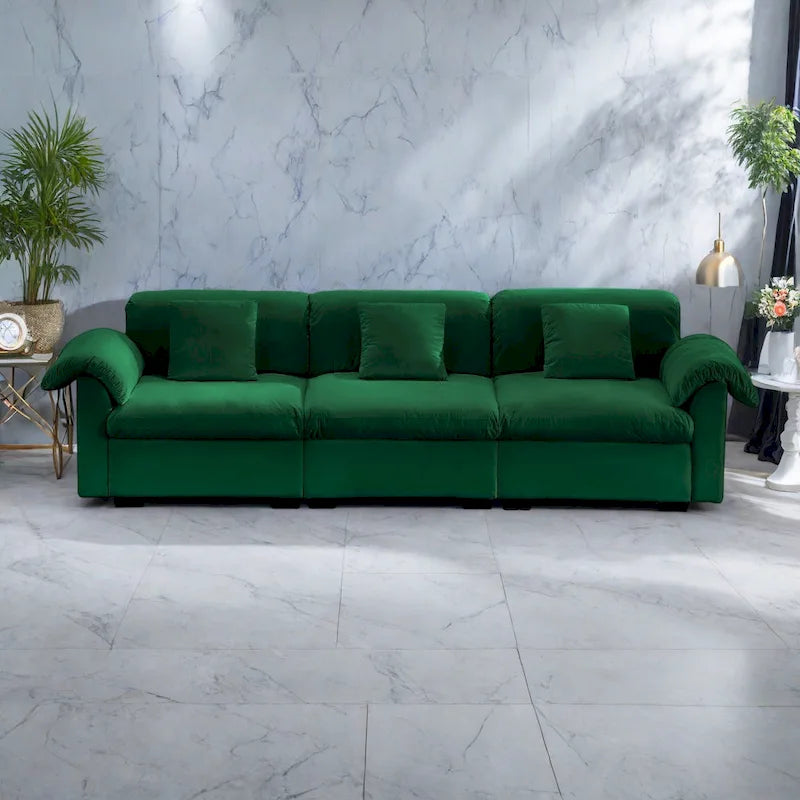 Canapé 4 places en velours 119 avec rangement - Design flexible et confort luxueux