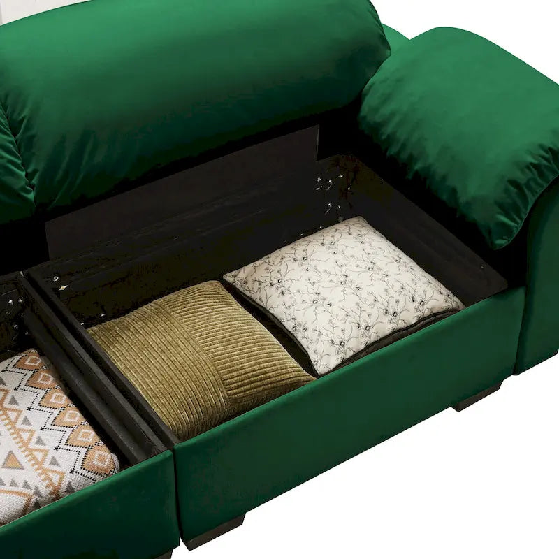 Canapé 4 places en velours 119 avec rangement - Design flexible et confort luxueux