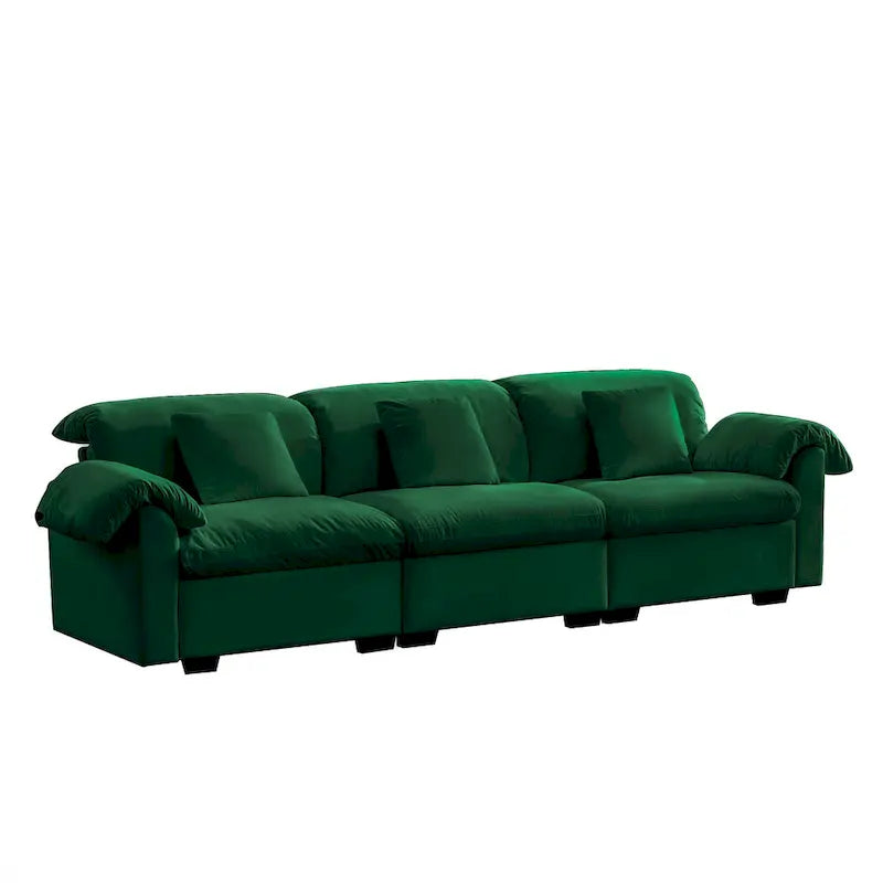 Canapé 4 places en velours 119 avec rangement - Design flexible et confort luxueux