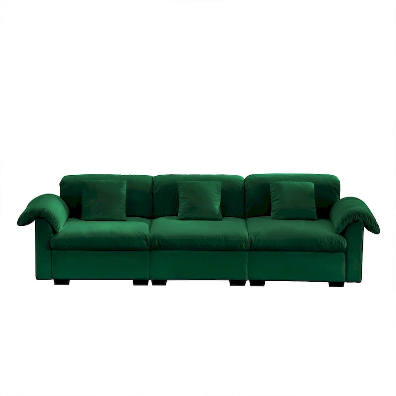Canapé 4 places en velours 119 avec rangement - Design flexible et confort luxueux