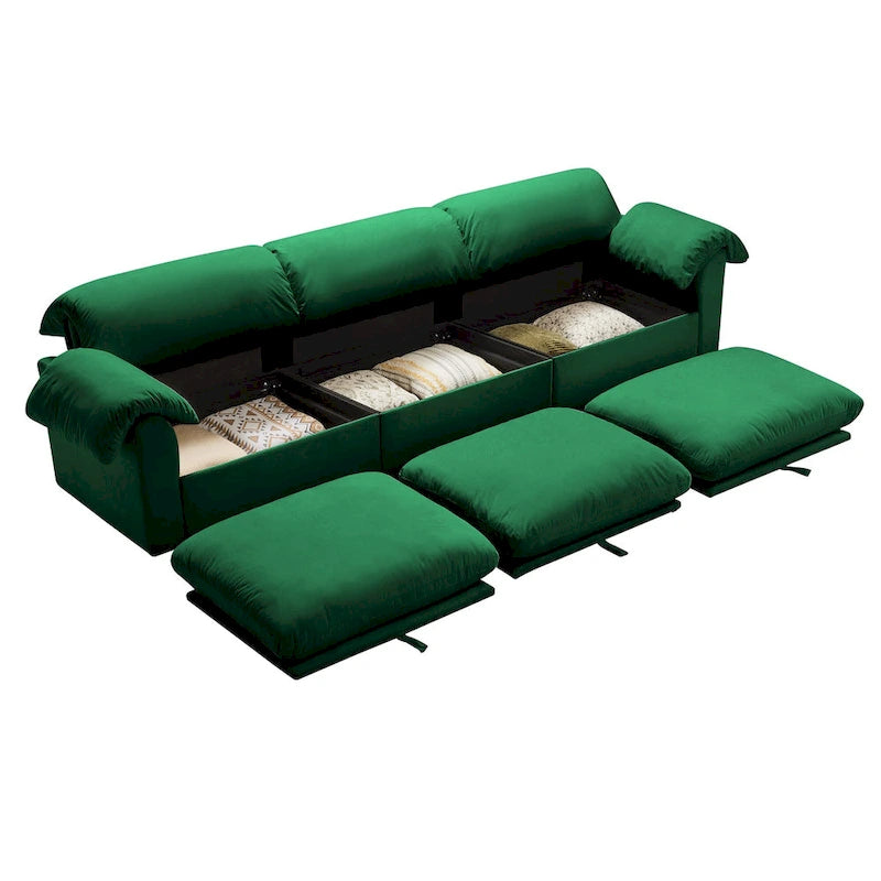 Canapé 4 places en velours 119 avec rangement - Design flexible et confort luxueux