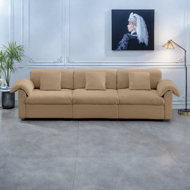 Canapé 4 places en velours 119 avec rangement - Design flexible et confort luxueux