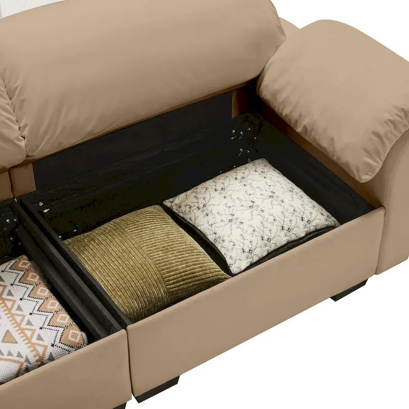 Canapé 4 places en velours 119 avec rangement - Design flexible et confort luxueux