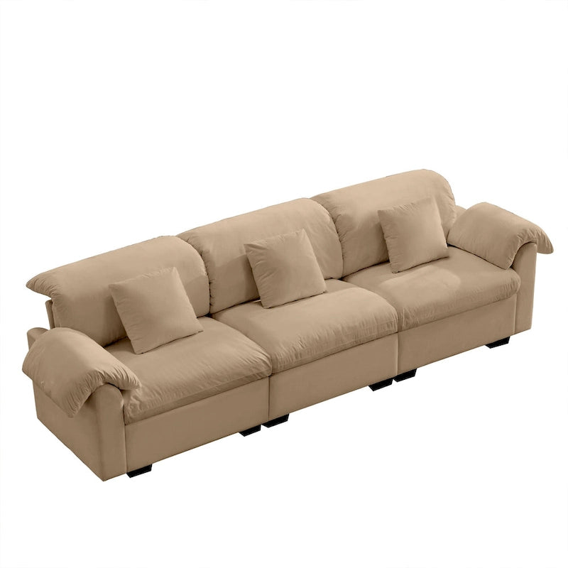 Canapé 4 places en velours 119 avec rangement - Design flexible et confort luxueux