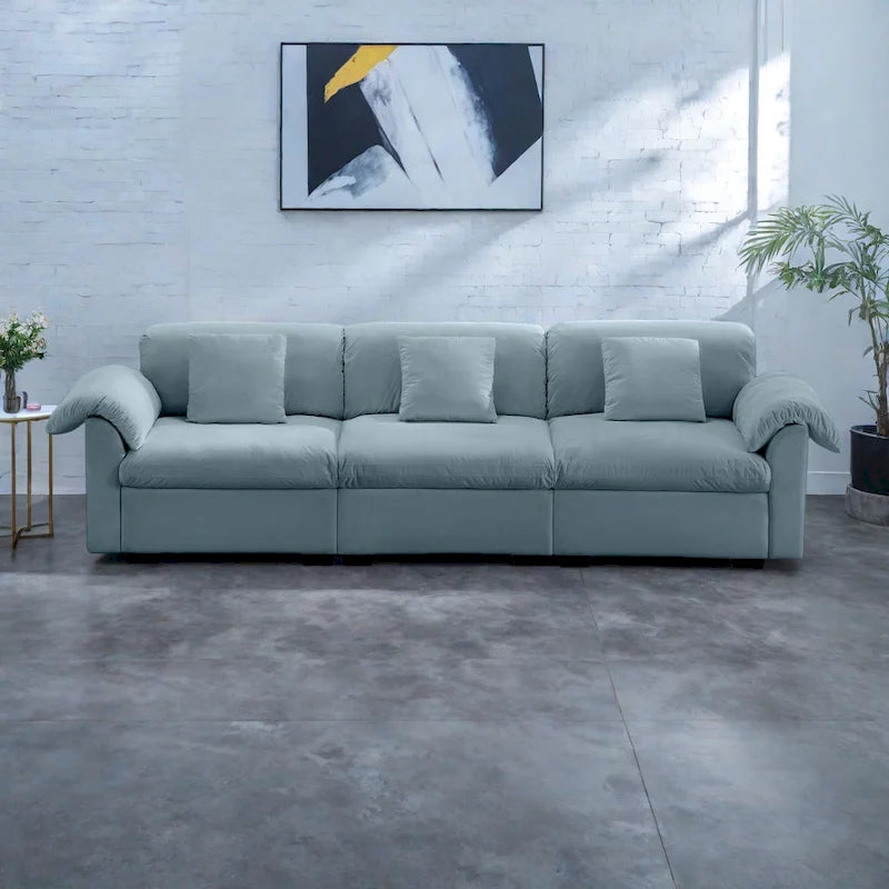 Canapé 4 places en velours 119 avec rangement - Design flexible et confort luxueux