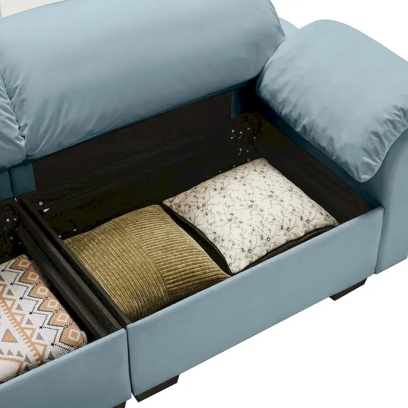 Canapé 4 places en velours 119 avec rangement - Design flexible et confort luxueux